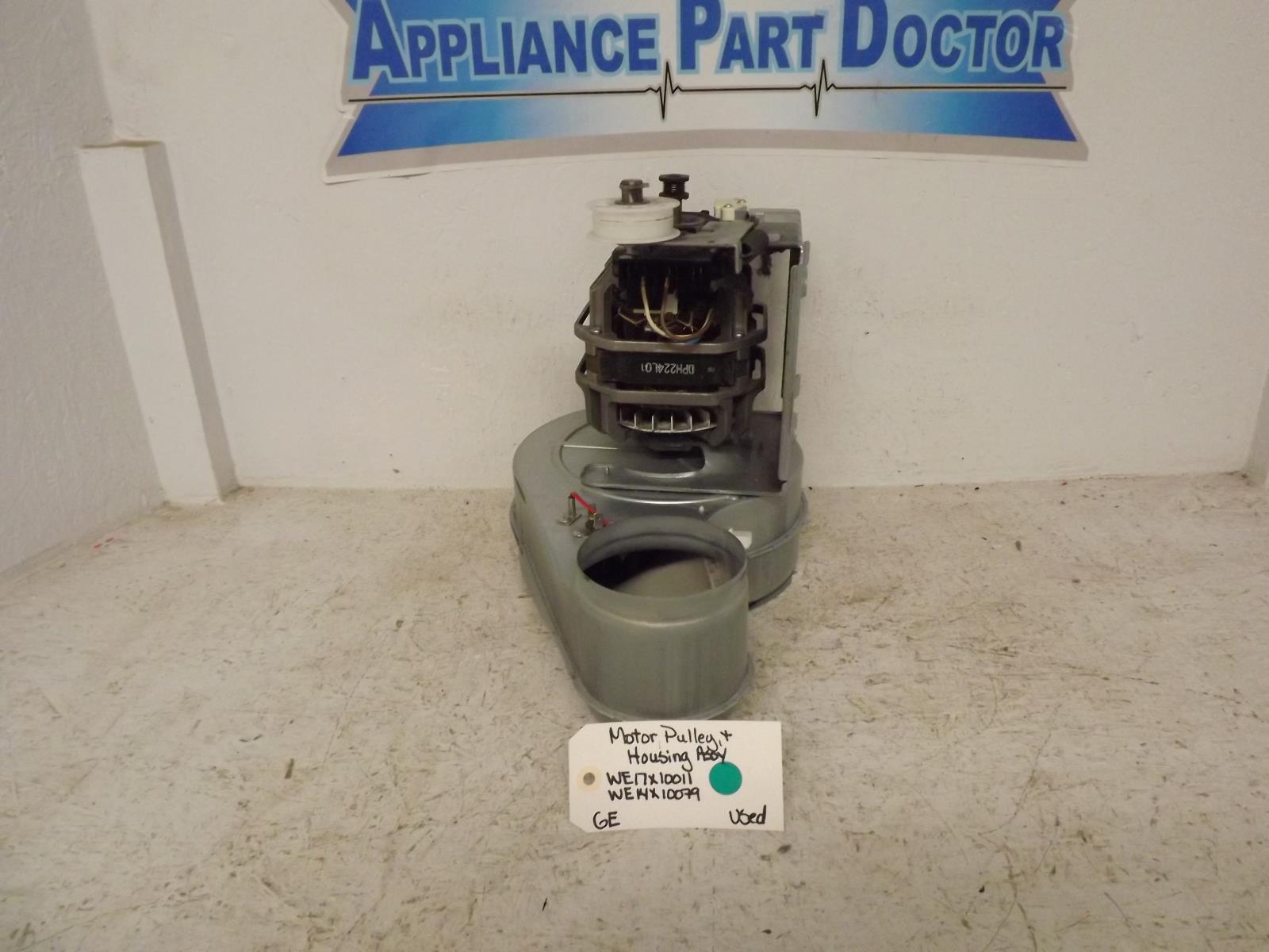 GE Dryer WE17X10011 WE14X10079 Motor, Pulley & Housing Assy Used GE Dryer WE17X10011 WE14X10079 Motor, Pulley & Housing Assy Used
